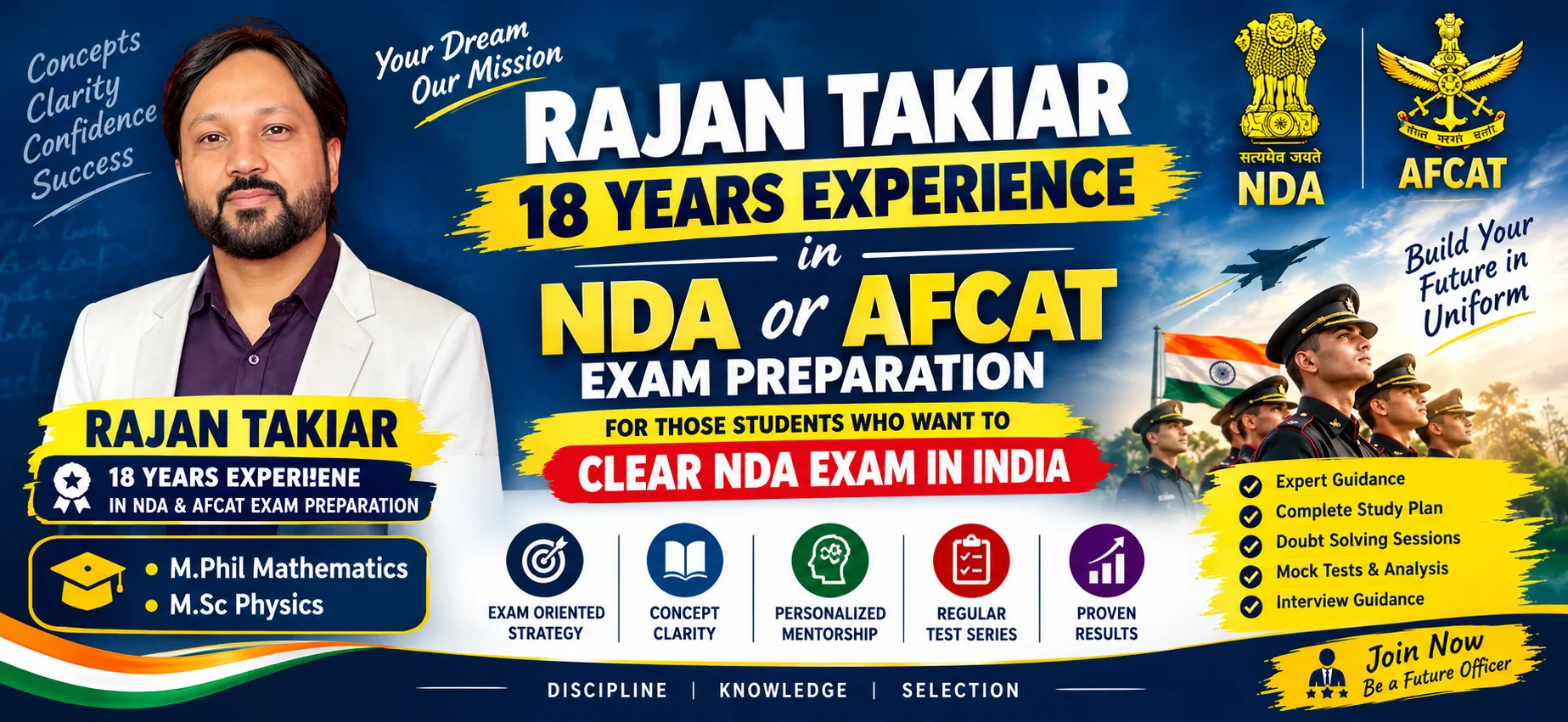 ALFAA NDA Academy Founded By Mr. Rajan Takiar in 2009. Best NDA and AFCAT Exam Preparation in Mohali