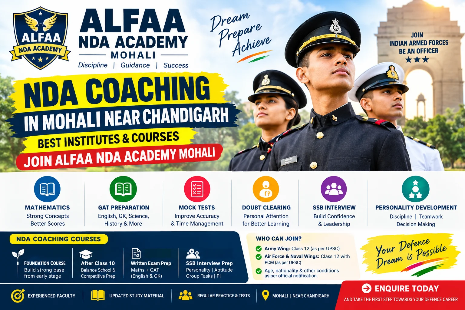 NDA Coaching in Mohali Near Chandigarh Best Institutes Courses Join ALFAA NDA Academy Mohali